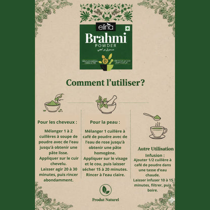 Brahmi en Poudre 100 % Naturelle – Soin Ayurvédique pour les Cheveux et la Pea