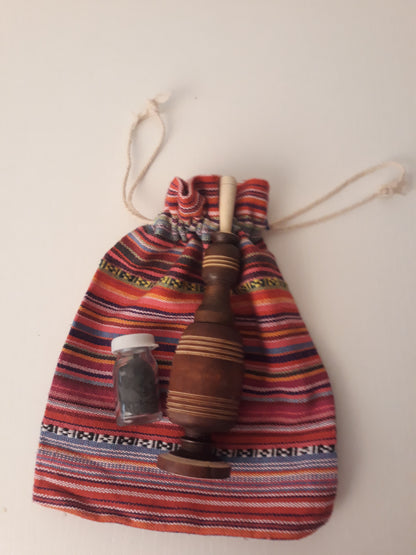 Trio pochette berbère, khôl gris et khôlier en bois - bioriental
