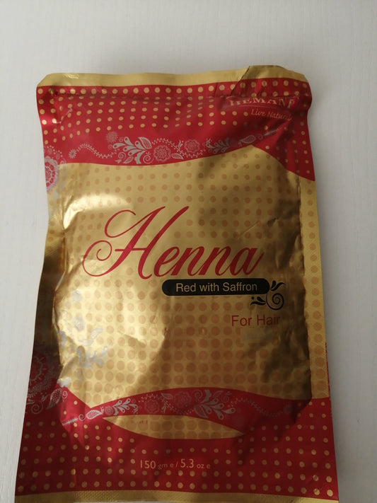 Henné en poudre rouge au safran-HEMANI-150 g-cheveux et corps