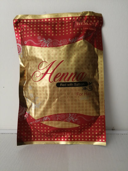 Henné en poudre rouge au safran-HEMANI-150 g-cheveux et corps
